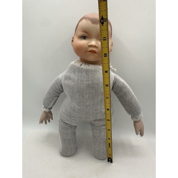 Vintage Handmade Porcelain Head and Hands Cloth Body Baby Doll 1980s - Picture 5 of 7
